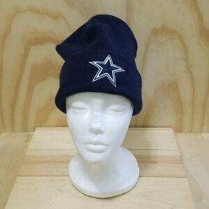 Vintage NFL Dallas Authentic Cowboys Logo Black Knit Ski Beanie Hat